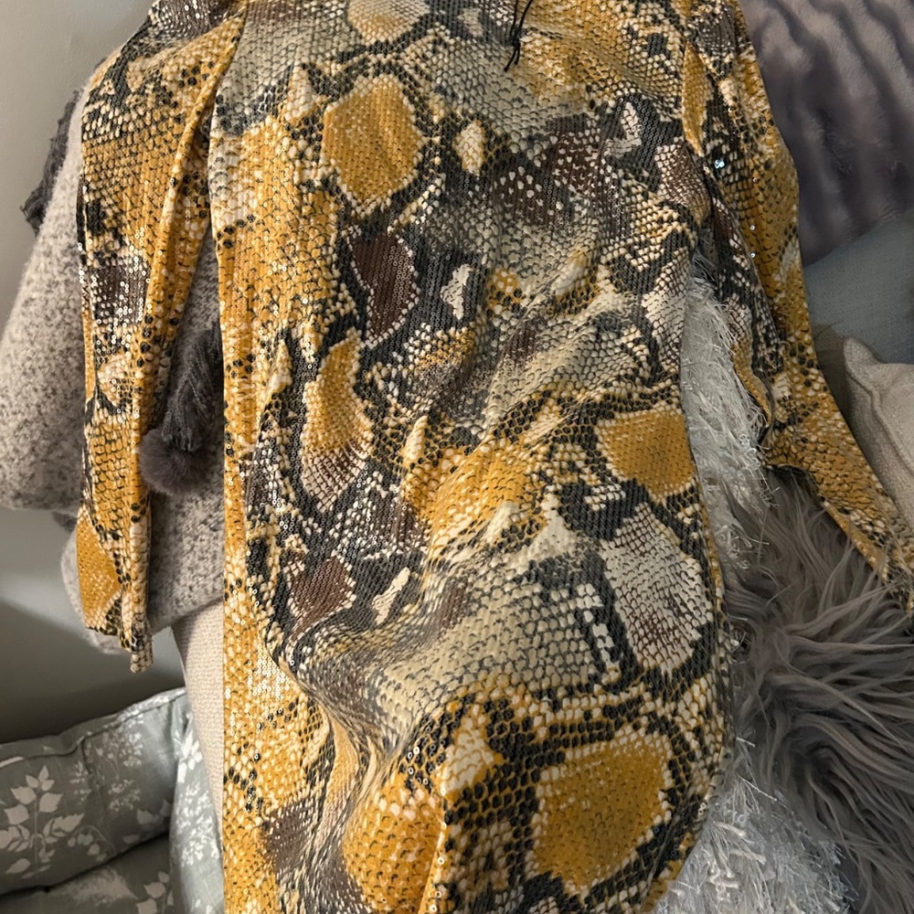 D61 NWT Grey Lab Snakeskin Print Faux Leather Mini Dress